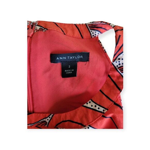 Ann Taylor sleeveless red cream retro wave halterneck mod dress size 2 EUC - Picture 9 of 14